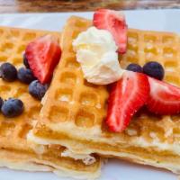 Waffles · With side of fruit