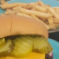 Signature Beef cheeseburger · Cheddar or swiss or pepper jack or bleu cheese