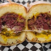 Pastrami Cheese Steak · Pastrami with grilled onions and Hot/Sweet Cherry Peppers.