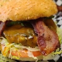 Bacon Cheese Burger · 1/2 pound with your choice of cheese. Comes with Mayo, Lettuce, Tomato, Pickles.
