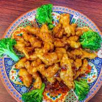 General Tao's Chicken · Spicy. Fried.