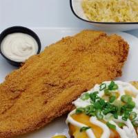Bayou Catfish · Served Southern style cornmeal fried or blackened grilled.