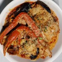 Cioppiono · Snow Crab, Calamari, Salmon, Pollock, Mussels, Clams, and Shrimp tossed in a homemade seafoo...