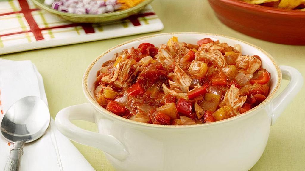 Chicken Chili · Chicken, pepper, onions and goan chilies w/ tomatoes & spices