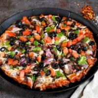 Vegetarian (Cauliflower Crust) · Mushrooms, bell peppers, onions, tomatoes, and olives with mozzarella cheese and pizza sauce...