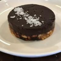 Choco PB Torte · Oatmeal-peanut butter crust, chocolate ganache, Maldon sea salt