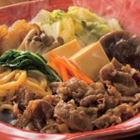 956. Sukiyaki · Beef hot pot comes with assorted vegetables, rice and miso soup.