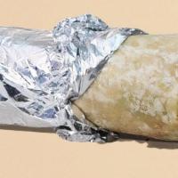 Torpedo/Burrito · Flour tortilla, rice, whole pinto beans, cheese, sour cream, green salsa.