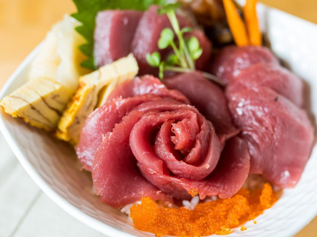 Tekka Don · Sliced raw fish on bed of sushi rice.