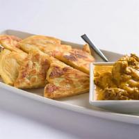 Appetizer Palata · Multi-layer bread served with Coconut Chicken. (Sub Vegetarian Curry $2, Sub Lamb Curry $3)