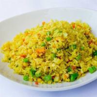 (C) Home-Style Fried Rice Side · Tender whole yellow beans steamed with fried jasmine rice, scrambled egg and topped with fri...