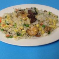 Combination  Fried Rice · Contains chicken, beef, and shrimp
