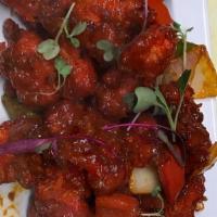 Gobi Manchurian · Cauliflower florets marinated with Indian spices and deep fried. Allergy Indicators: Gluten