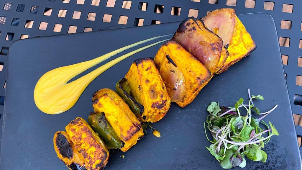 Paneer Tikka Kabob · Indian cottage cheese squares marinated in the traditional tandoori mix and baked in Clay Oven. Allergy Indicators: Dairy