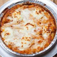 Baked Ziti · Ziti pasta served with marinara and mozzarella cheese and baked in the oven.
