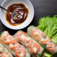 1. Fresh Spring Rolls · With shrimp, sliced pork, mint, vermicelli noodle, served with peanut sauce.
