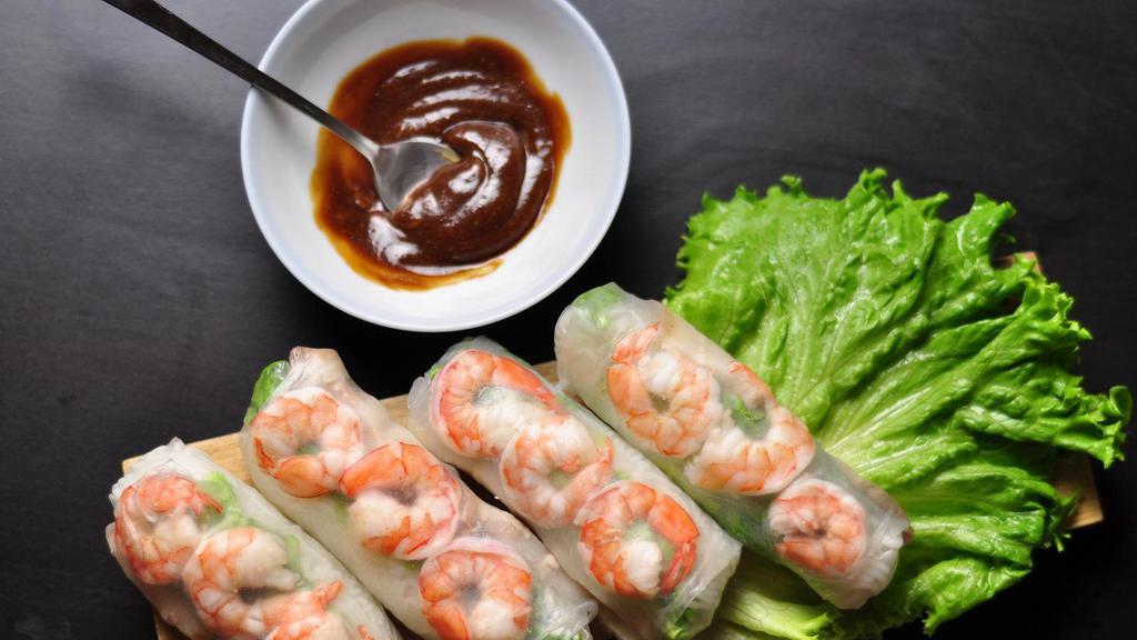 1. Fresh Spring Rolls · With shrimp, sliced pork, mint, vermicelli noodle, served with peanut sauce.