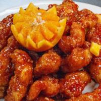 Orange Chicken · Deep-fried chicken with orange flavor sauce.