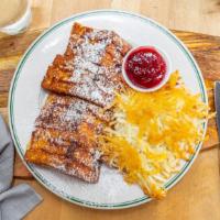 Monte Cristo · turkey, ham, havarti and cheddar cheeses, bread dipped in egg and grilled with raspberry jam...