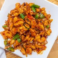 Kung Pao Chicken · bell peppers, onion, peanut, chicken in hot and spicy sauce