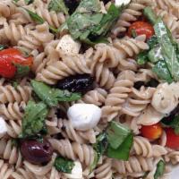 Spiral Pesto Pasta with Vegetables Salad · ALLERGENS: Contains egg, milk, soy and wheat.