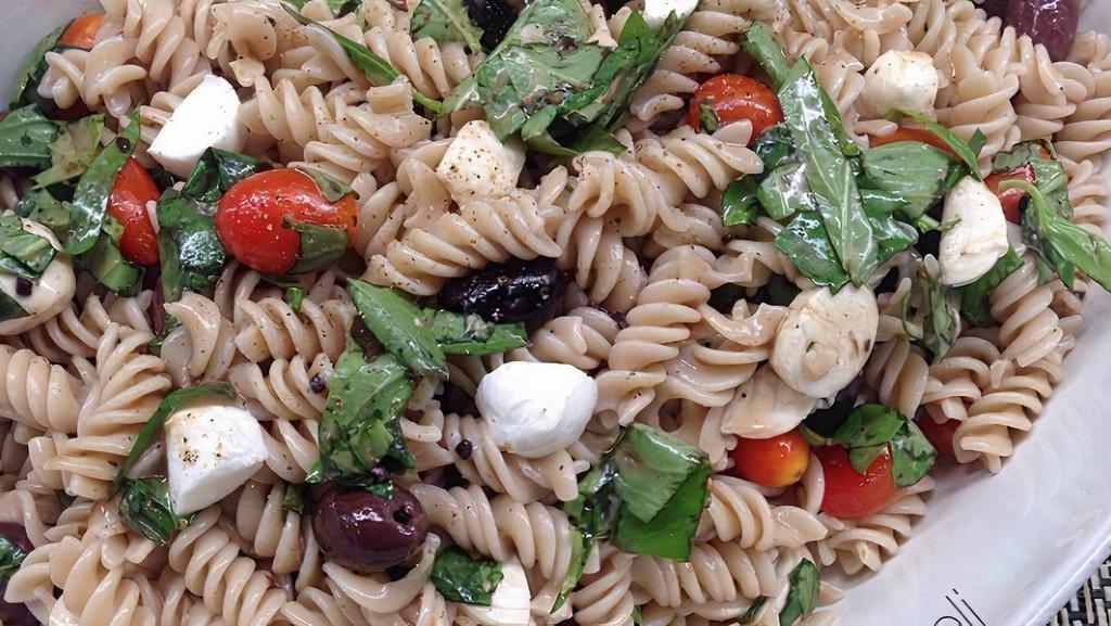 Spiral Pesto Pasta with Vegetables Salad · ALLERGENS: Contains egg, milk, soy and wheat.