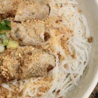15. Imperial Roll over Vermicelli Noodle · 3 imperial rolls,green onion, peanuts ,carrots, vermicelli, lettuce, cucumber, mints, and be...