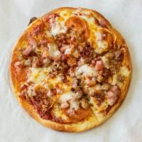 Small Vito's Deluxe Meat · Crumbled bacon, ham, pepperoni, and Italian sausage.
