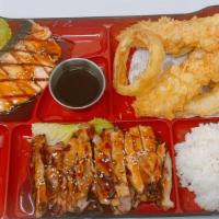 3 Items bento  · Please choose 3 different items for your choices. Any same repeated items 4 dollar extra cha...