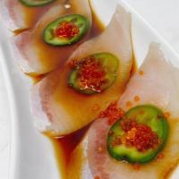 Yellowtail Jalapeño · Yellowtail, Jalapeño, Tobiko with Chef's Special Sauce
