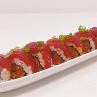 Hawaii Roll · Spicy:  In: Spicy tuna, Cucumber Out : Tuna, Green Onion, Tobiko with ponzu sauce