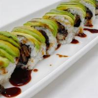 Caterpilar Roll · In : Unagi & Cucumber Out: Avocado with eel sauce