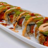 Lambada Roll · Spicy.  In: Spicy Salmon & Tuna Out : Avocado & Tobiko with house sauce