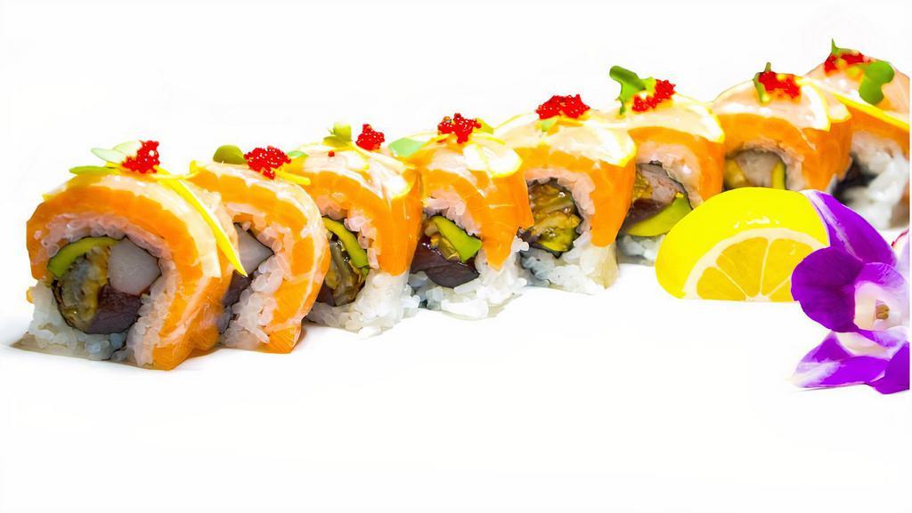 49ers · In: tuna, kani, avocado and unagi. Out: salmon, sliced lemon, tobiko with unagi sauce.