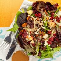 Grove · Mixed greens, apple, dried cranberries, shaved fennel, candied walnuts, faro, blue cheese ba...