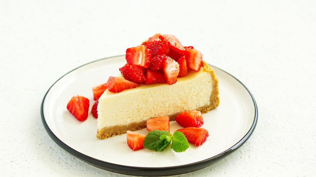 Strawberry Cheesecake · Strawberry flavored cheesecake slice