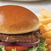 Hamburger · Ground beef patty grilled & served with lettuce, tomatoes & onions.