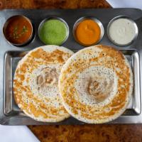 Kal Dosa · Two thin round shape dosa. Pancakes made out of rice and black gram batter.