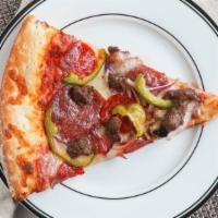 01. Chico's Special · Bell peppers, mushrooms, onions, pepperoni, salami and sausage.