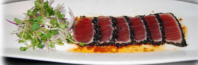 Goma Tuna Tataki · Seared black-sesame-crusted tuna with goma sauce