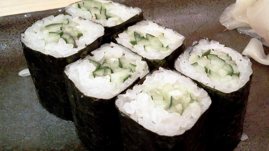 Kappa Maki · Cucumber and rice inside wrapped with seaweed on the outside