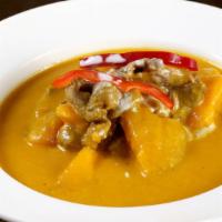 Pumpkin Curry · Chunks of pumpkin in mild red curry with coconut milk. Rice not included.