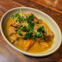 Pumpkin Pork Stew · Tender pork stew slow cooked with kabocha squash and ginger.