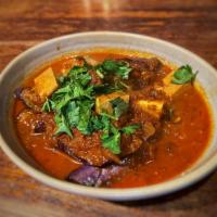 Eggplant & Tofu Curry · Our special tomato-based red curry sauce made w/ Thai & japanese eggplant with tofu (not ava...