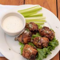 Chicken Drumettes · spiced drumettes. tossed in a chili and garlic parmesan glaze,. served with ranch dressing