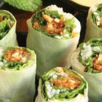 A2. Fresh Spring Roll · organic tofu, vermicelli  noodle, rice noodle, roasted rice powder, lettuce, mint &  cilentro