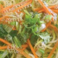 S6. Organic Zucchini Soup · Organic zucchini noodle and organic carrot served in vegetables broth.