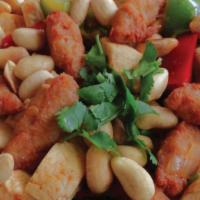 E24. Kung Pao · Soy protein, organic tofu, zucchini, bell pepper, peanuts and onion sauteed in spicy Kung Pa...