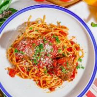Spaghetti · Housemade napoli sauce, Parmigiana reggiano.