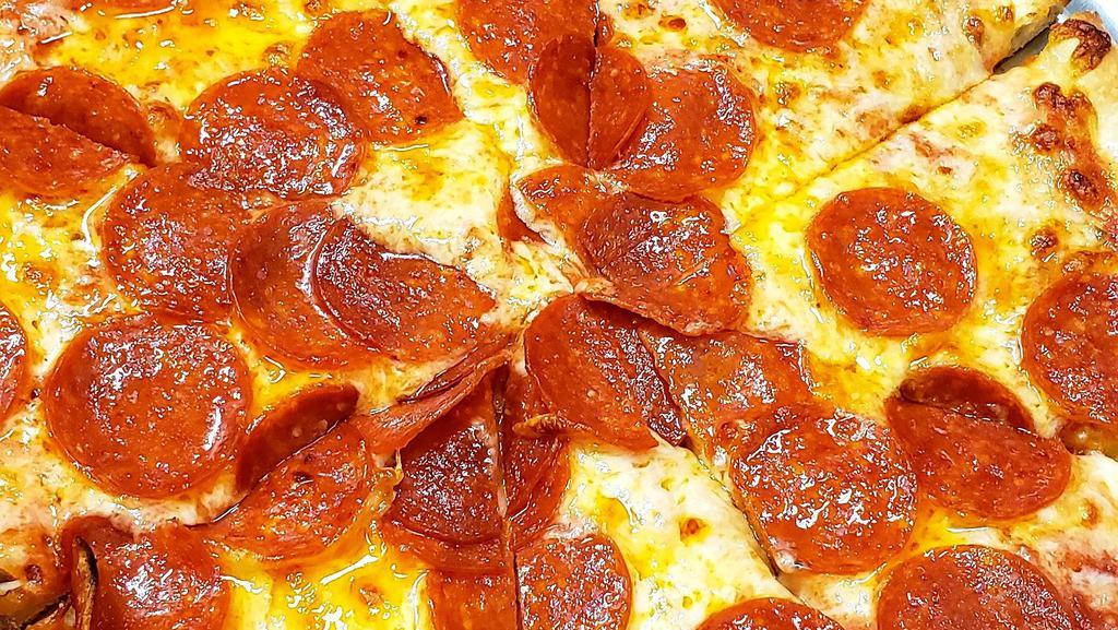 Pepperoni Pizza · Mozzarella cheese, tomato sauce and pepperoni